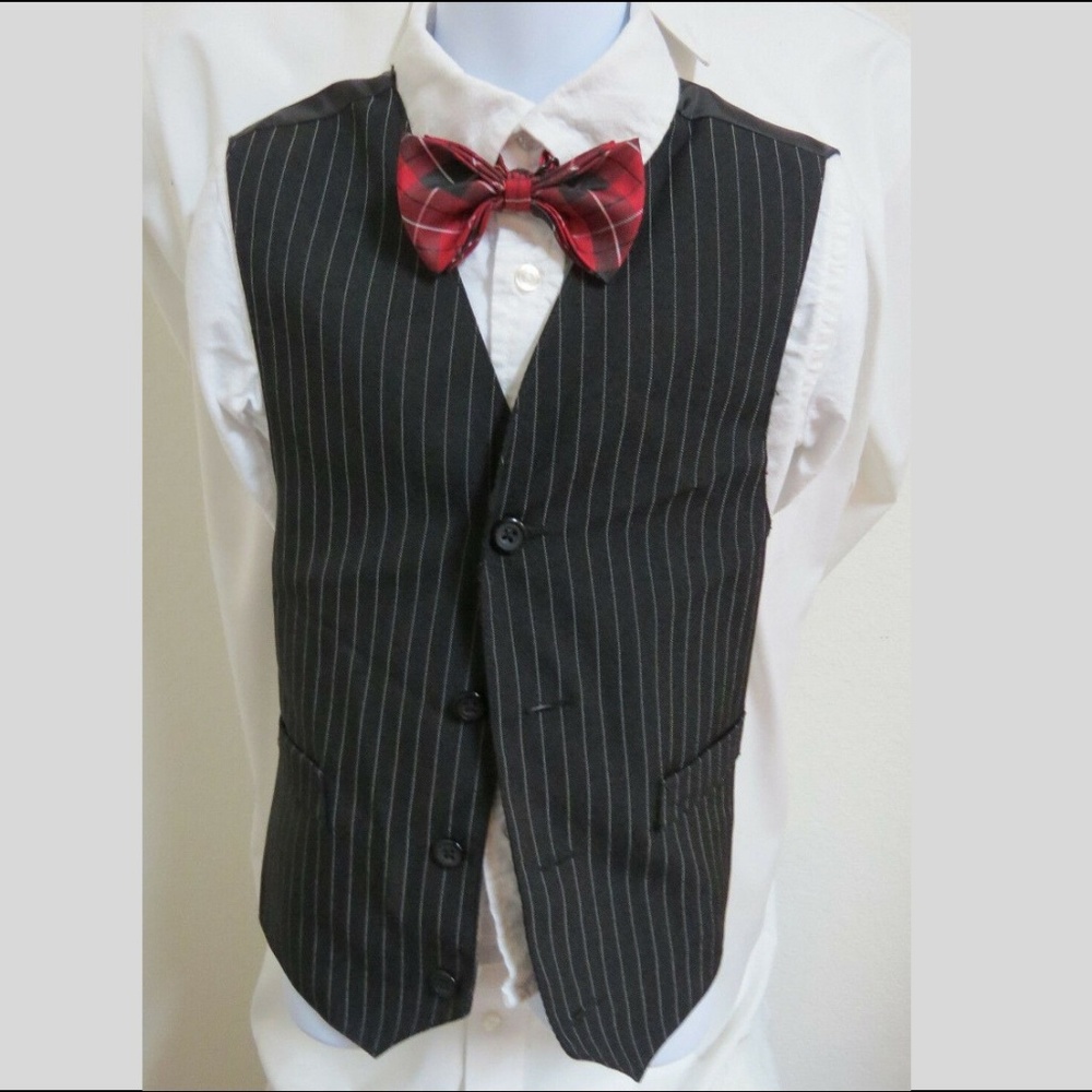 Sz 7 Black Pinstripe GEORGE BOYS #253T Suit Vest